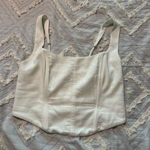 Abercrombie & Fitch Cream Textured Linen Corset Tank